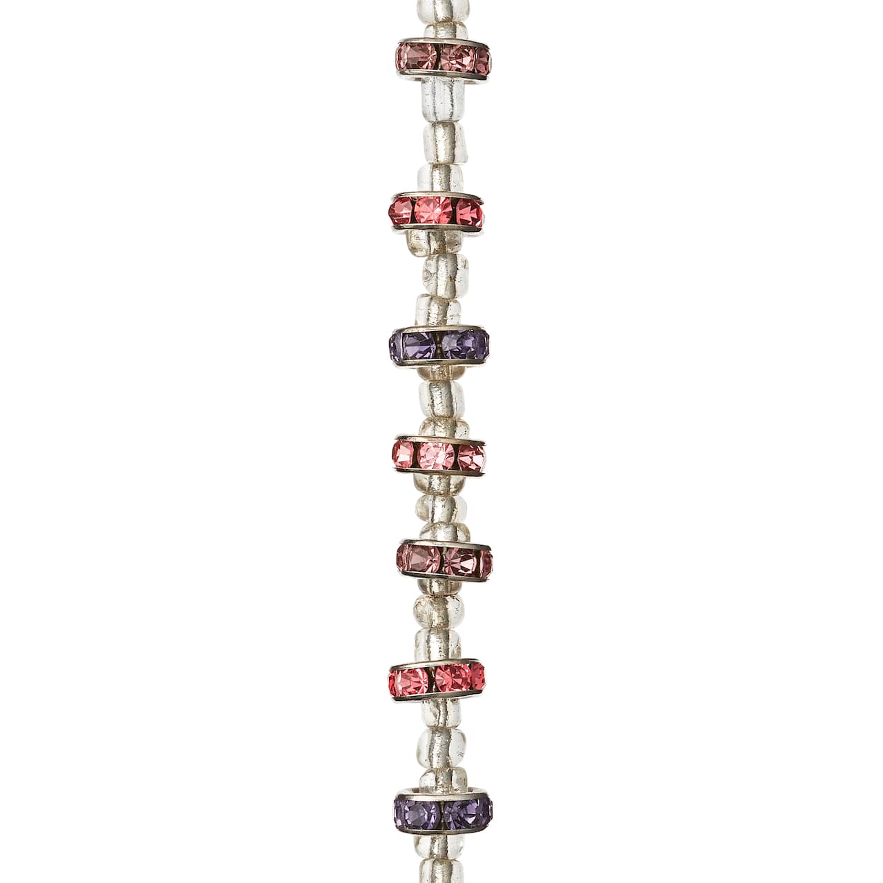 Purple &#x26; Pink Rhinestone Rondel Beads, 8mm by Bead Landing&#x2122;